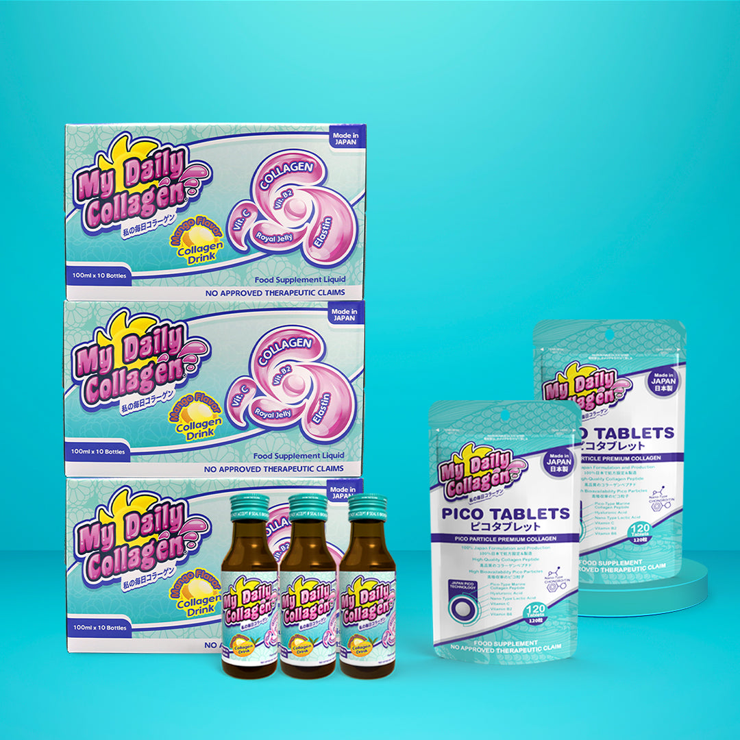 My Daily Collagen Bundle C - 3 retail box of drinks (10 x 100ml bottle) + 2 pouches of Pico Tablets