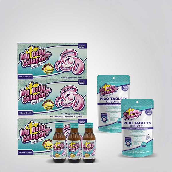 My Daily Collagen Bundle C - 3 retail box of drinks (10 x 100ml bottle) + 2 pouches of Pico Tablets
